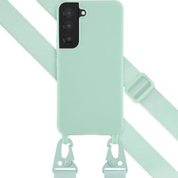 Selencia Hoesje Geschikt voor Samsung Galaxy S22 Hoesje Met Koord - Selencia Siliconen hoesje met afneembaar koord - Turquoise