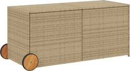 vidaXL - Tuinbox - met - wielen - 283 - L - poly - rattan - gemengd - beige