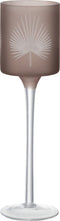 J-Line theelichthouder Op Voet Palmblad - glas - beige - small