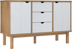 vidaXL - Dressoir - OTTA - 113,5x43x73 - cm - massief - grenenhout - bruin - en - wit