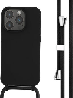 iMoshion Hoesje Geschikt voor iPhone 14 Pro Hoesje Met Koord - iMoshion Siliconen hoesje met koord - Zwart
