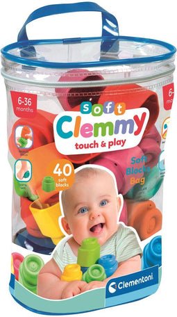 Clementoni Soft Clemmy - Stapelblokken - 40 Zachte Baby Blokken - 6-36 maanden