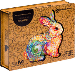 UNIDRAGON Houten Puzzel Voor Volwassenen Dier - Schitterend Konijn - 195 stukjes - Medium 29x30 cm