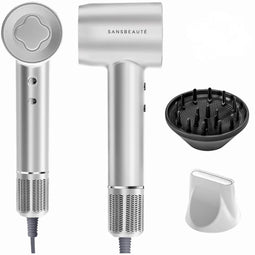 Sansbeauté® EssentiaPRO Föhn - Haardroger - 2000W - 110.000RPM - Ionisch - 3 Opzetstukken - Diffuser - Silver