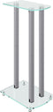 vidaXL - Luidsprekerstandaards - 2 - st - 3 - pijlers - gehard - glas - zilverkleurig