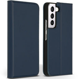 Accezz Galaxy S22 - Premium Leather Slim Bookcase - Echt Nappa leer - Donkerblauw