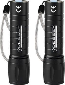 ODESSEY Zaklamp LED Oplaadbaar - 1000 Lumen - 5 Lichtstanden - Zwart (2-Pack)