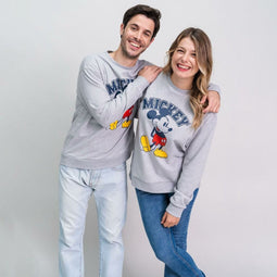 Uniseks Sweater zonder Capuchon Mickey Mouse Grijs - S