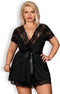 Obsessive Kimono & String - Erotische Kimono - Maat L/XL - Zwart