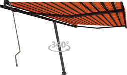 vidaXL - Luifel - vrijstaand - handmatig - uittrekbaar - 450x350 - cm - oranje - bruin