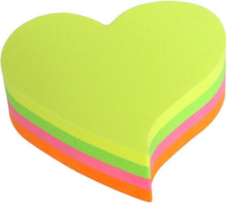 Info sticky notes shaped - 200 vel - 68x68mm - hart - geel, groen, roze, oranje - IN-5823-39