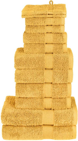 vidaXL - 12-delige - Handdoekenset - SOLUND - 600 - g/m² - goudkleurig