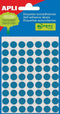 Apli ronde etiketten in etui diameter 10 mm, blauw, 315 stuks, 63 per blad (2052)