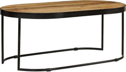 vidaXL - Salontafel - ovaal - 100 - cm - massief - ruw - mangohout - en - staal