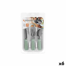 Bestekset Kinvara KT166096-1C-M Groen Zilverkleurig Roestvrij staal Plastic (6 Stuks)