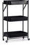 Keuken opberg trolley/roltafel met 3 manden zwart 46 x 30 x 79 cm - Etagewagentje met opbergkratten