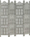 vidaXL - Kamerscherm - 4 - panelen - handgesneden - 160x165 - cm - mangohout - grijs