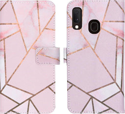 iMoshion Hoesje Geschikt voor Samsung Galaxy A20e Hoesje Met Pasjeshouder - iMoshion Design Softcase Bookcase - Goud / Roze / Pink Graphic
