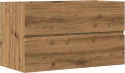 vidaXL - Wastafelkast - 90x38,5x45 - cm - bewerkt - hout - artisanaal - eikenkleur