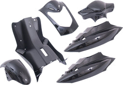 Plaatset Kymco agility 10- en 12 inch met 2 persoons buddyseat aan 1 stuk 7 delig zwart metallic