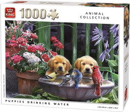 Puzzel King Puppies Drinking Water - 1000 Stuks - 68 x 49 cm - Sinterklaas Cadeau - Kerst Cadeau