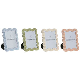 Fotolijsten Home ESPRIT Blauw Wit Groen Roze Kristal ABS Scandinavisch (4 Stuks)