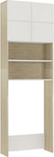 vidaXL - Wasmachinekast - 64x25,5x190 - cm - wit - en - eikenkleurig