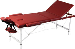 vidaXL - Inklapbare - massagetafel - 3 - zones - met - aluminium - frame - (rood)