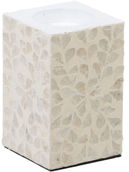 Kaarshouder Beige Parelmoer Hout MDF 10,5 x 10,5 x 16 cm