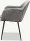 Furnicher Brando Eetkamerstoel - Fluwelen bekleding - Modern design - Stalen frame - Grijs fluweel - Zwarte poten