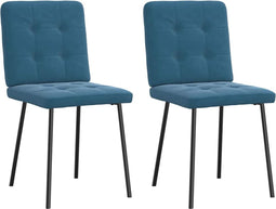 vidaXL - Eetkamerstoelen - 2 - st - fluweel - blauw