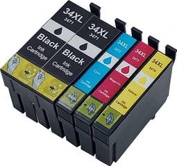 KATRIZ® - Huismerk Ink Epson - 5 cartridges T3471XL Zwart T3472XL Cyaan T3473XL Magenta T3474XL Geel (5 stuks)