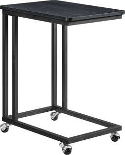 O'DADDY® Bijzettafel - bijzettafel metaal en hout - mobiel met wielen - donkergrijs - 50 x 35 x 55 cm