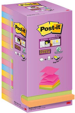 Memoblok Post-it R330 Z-notes 76x76mm 16 color - 10 stuks