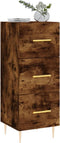 vidaXL - Dressoir - 34,5x34x90 - cm - bewerkt - hout - gerookt - eiken