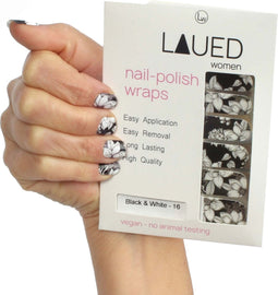 LAUED Nagelstickers - Nail Wraps - 16 Extreem Dunne Nagellak Stickers - Manicure Nail Art Folie - Black & White
