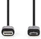 USB-Kabel - USB 2.0 - USB-C Male - USB Micro-B Male - 60 W - 480 Mbps - Vernikkeld - 1.00 m - Rond - PVC - Zwart - Blister