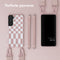 Selencia Hoesje Geschikt voor Samsung Galaxy S22 Hoesje Met Koord - Selencia Siliconen design hoesje met afneembaar koord - Roze / Irregular Check Sand Pink