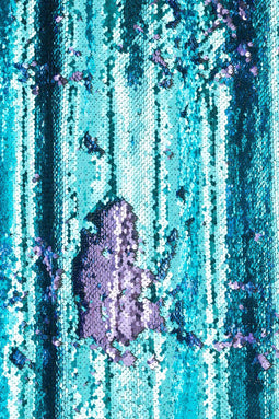 J-Line gordijn Omkeerbaar Sequin - textiel - blauw/paars