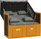 vidaXL - Strandstoel - met - kussens - poly - rattan - en - hout - zwart - en - grijs
