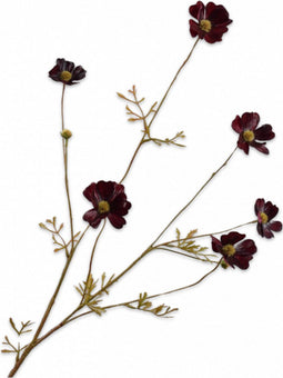 Silk-ka Kunstbloem-Zijden Bloem Cosmos Tak "Real Touch" Bordeaux Rood 77 cm