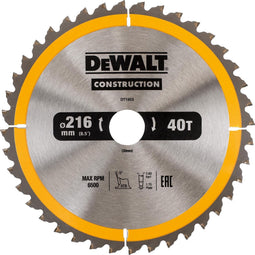 DeWalt DT1953-QZ - Cirkelzaagblad - 216 mm diameter 40 tanden 3 mm kerf (1 stuk)