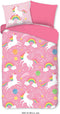 All-in One Lazy Kinderdekbed Unicorn - Dekbed met vaste overtrek - 140 x 200 cm - Roze