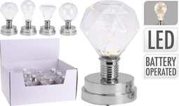 Art Deco decoratieve tafel lamp zilver ijzerdraad model op batterijen met ledlamp inclusief.