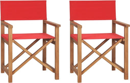 vidaXL - Regisseursstoelen - inklapbaar - 2 - st - massief - teakhout - rood