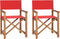 vidaXL - Regisseursstoelen - inklapbaar - 2 - st - massief - teakhout - rood