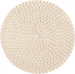 Placemat Rond WIT - GOUD - ˜ 38cm - Set-4