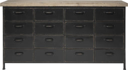16 Ladekast Zwart - Dressoir Metaal & Hout - Rootsmann