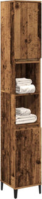 vidaXL - Badkamerkast - 30x30x190 - cm - bewerkt - hout - oud - houtkleurig