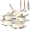 Just Perfecto 14 Delige Pannenset - Kookset met marmeren coating - Beige (14 delen)